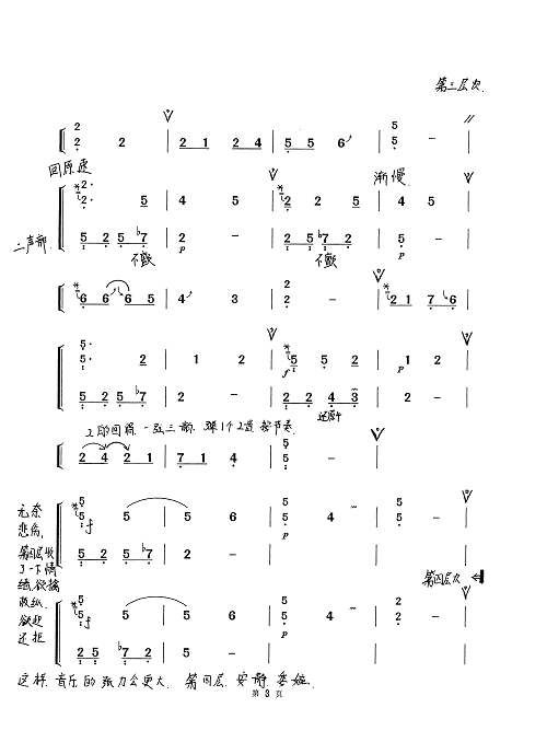 袁莎古筝《禅院钟声》曲谱笔记资料
