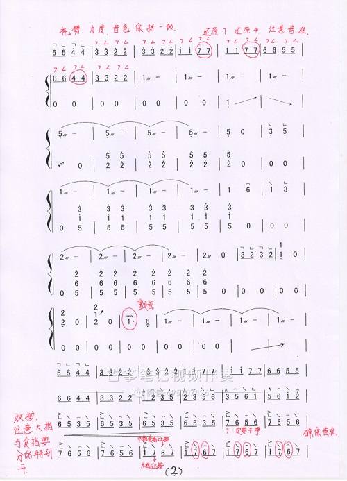 袁莎古筝《打虎上山》曲谱笔记资料